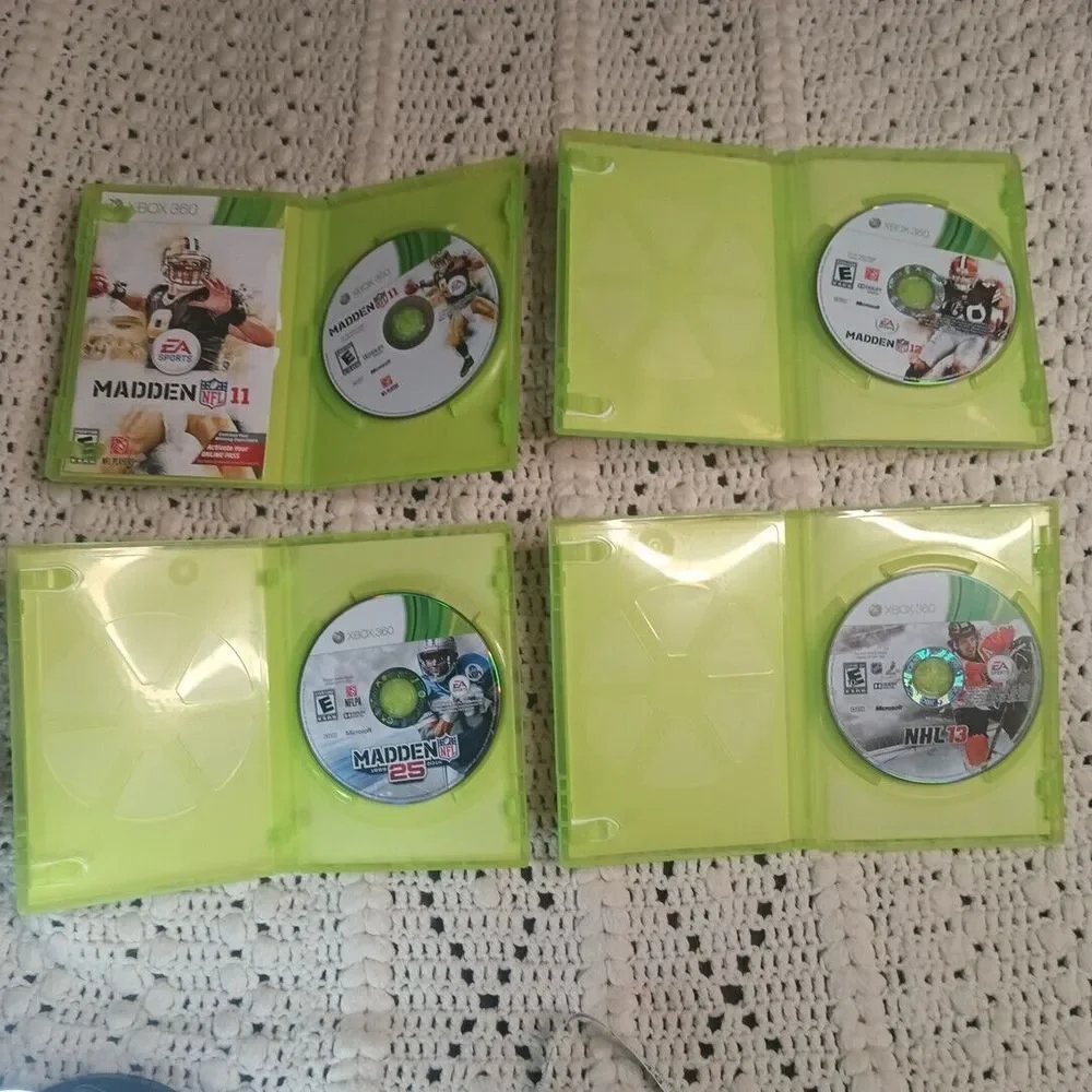 Madden NFL Football 11 12 & 25‎ NHL 13 For Xbox 360 Lot of 4 Games Working Games